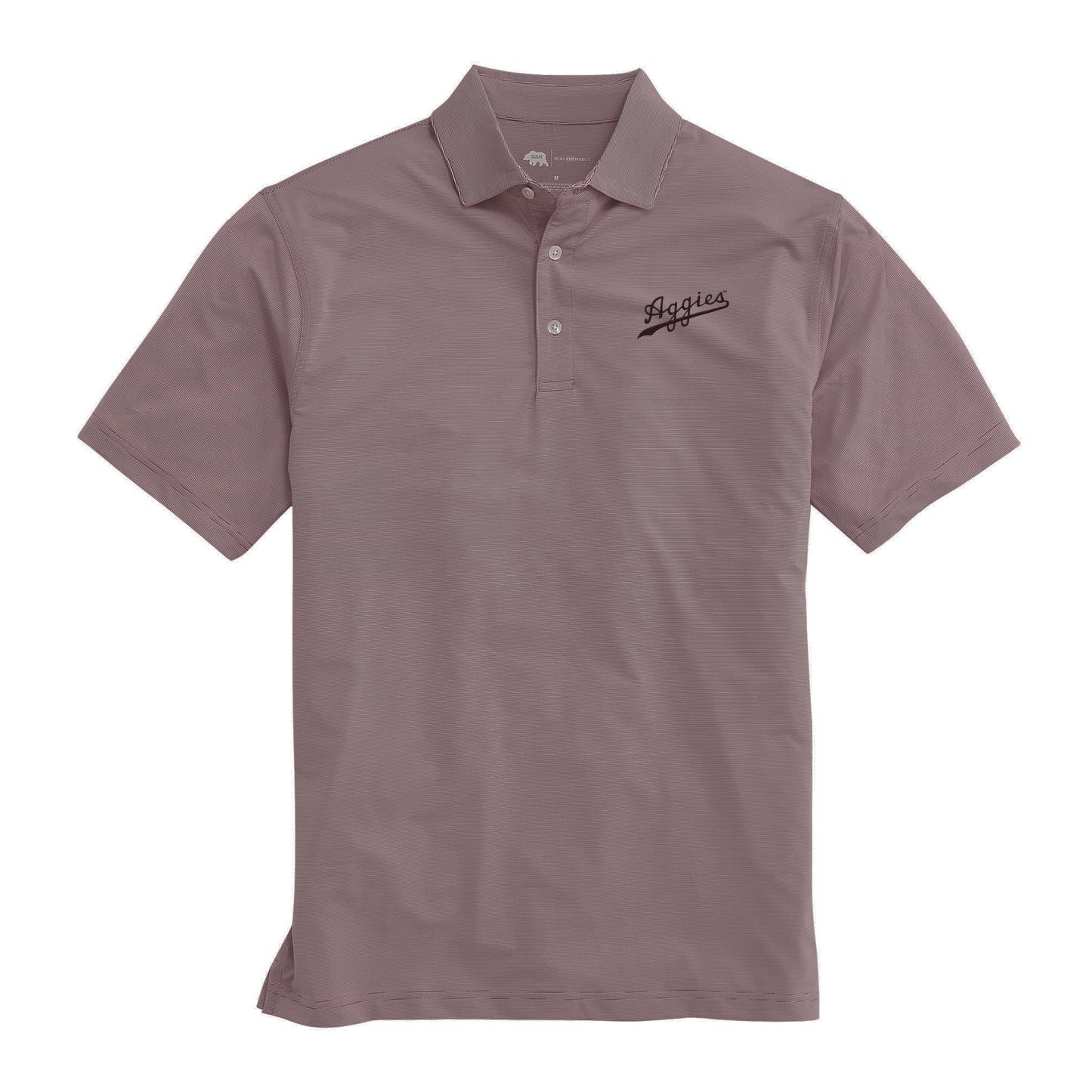 Aggies Script Hairline Stripe Performance Polo