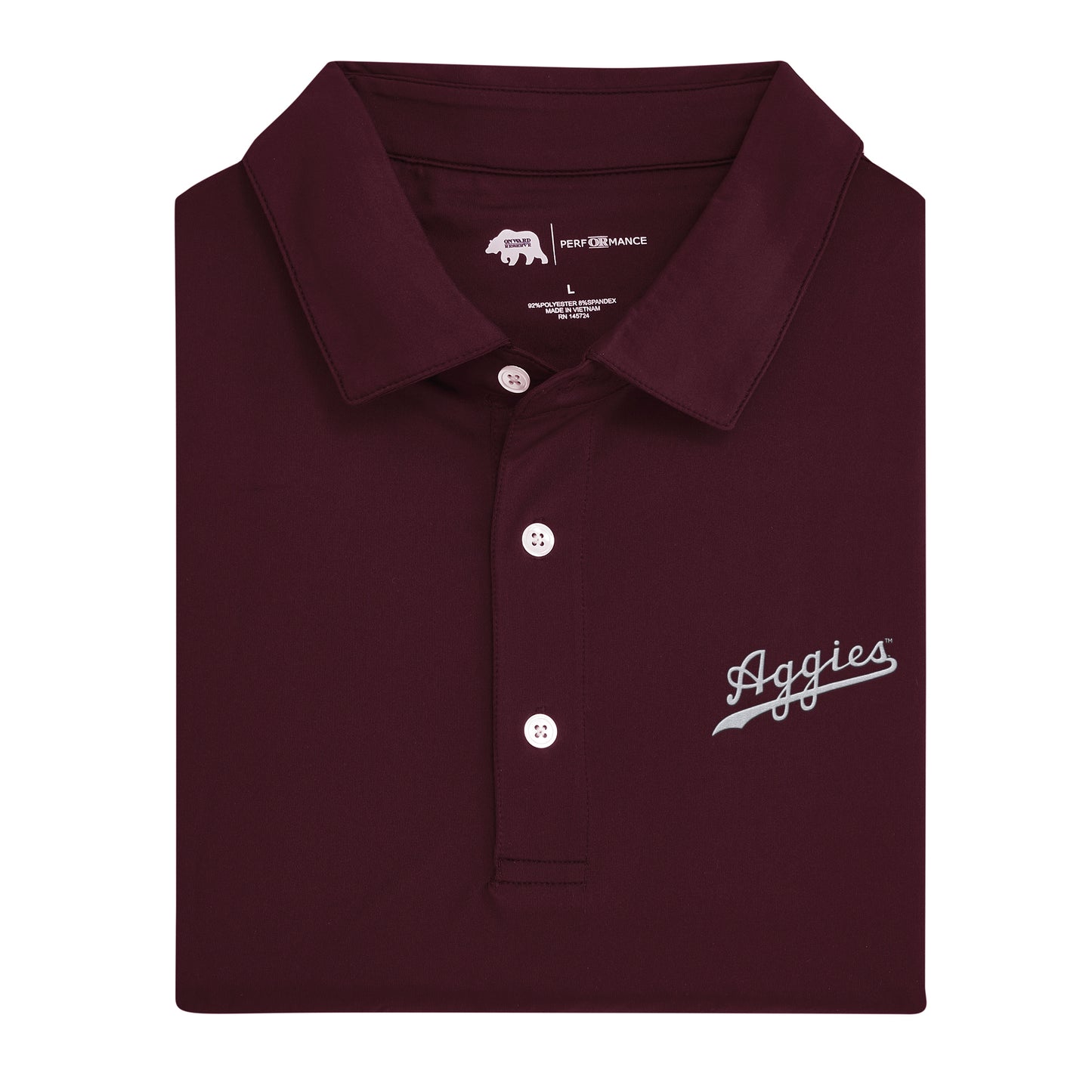 Aggies Script Solid Performance Polo