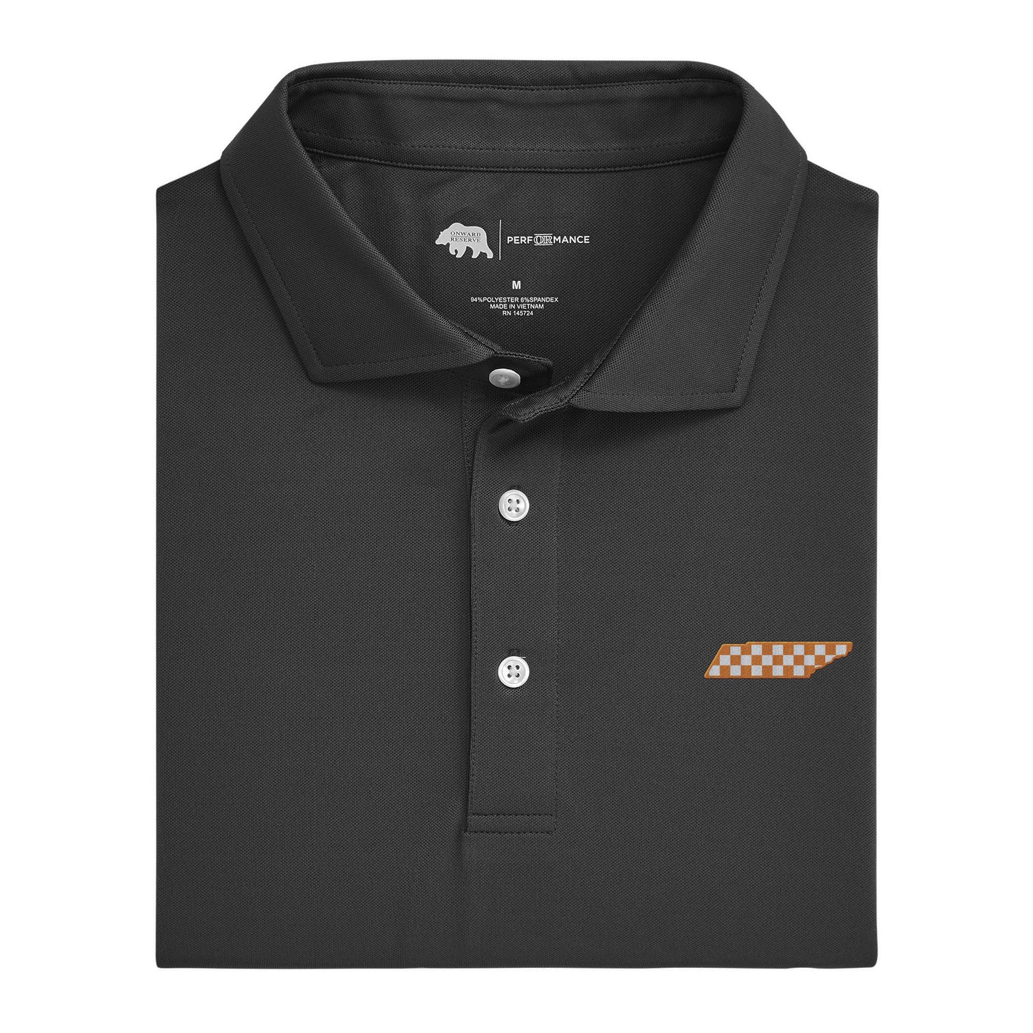 TN Checkerboard Solid Performance Pique Polo - Black