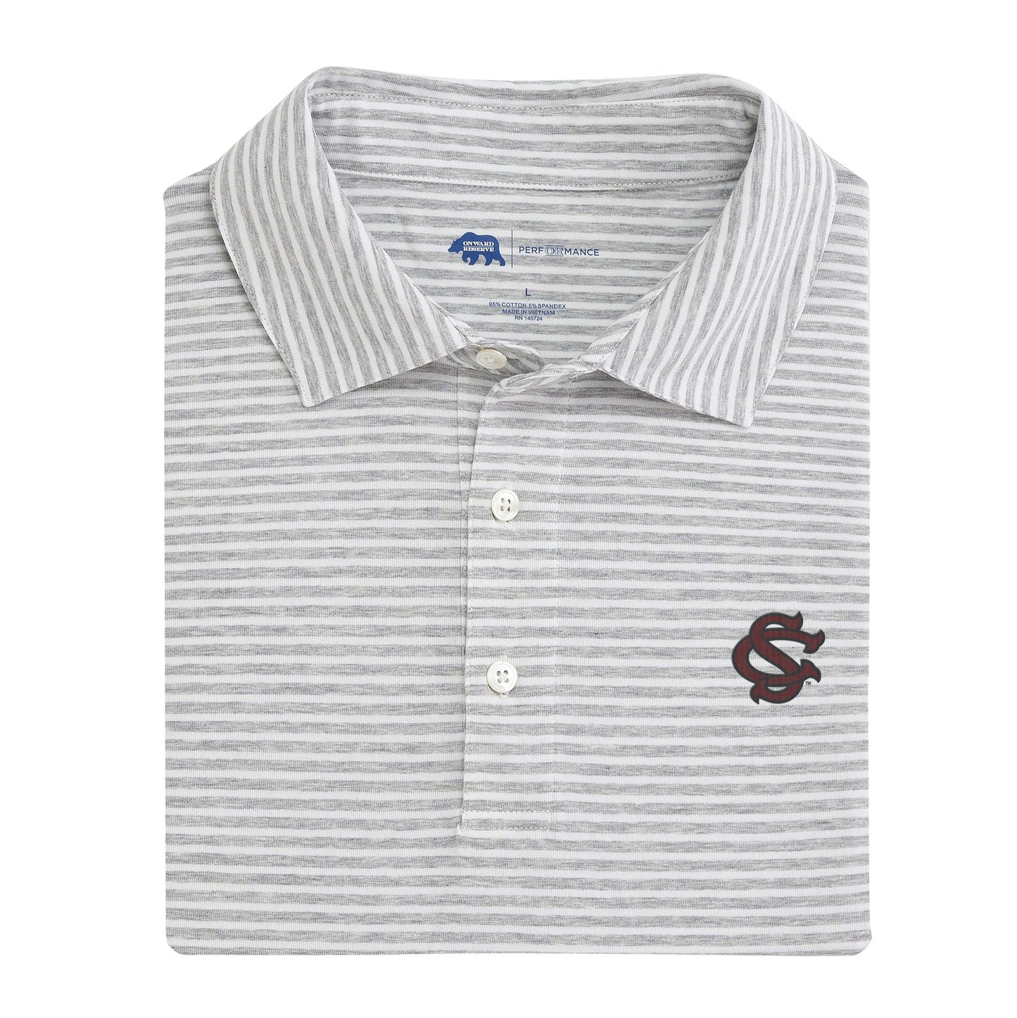 South Carolina SC Row Stripe Icon Polo - Heather Grey