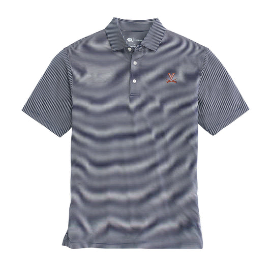 Virginia Birdie Stripe Performance Polo - Dark Denim