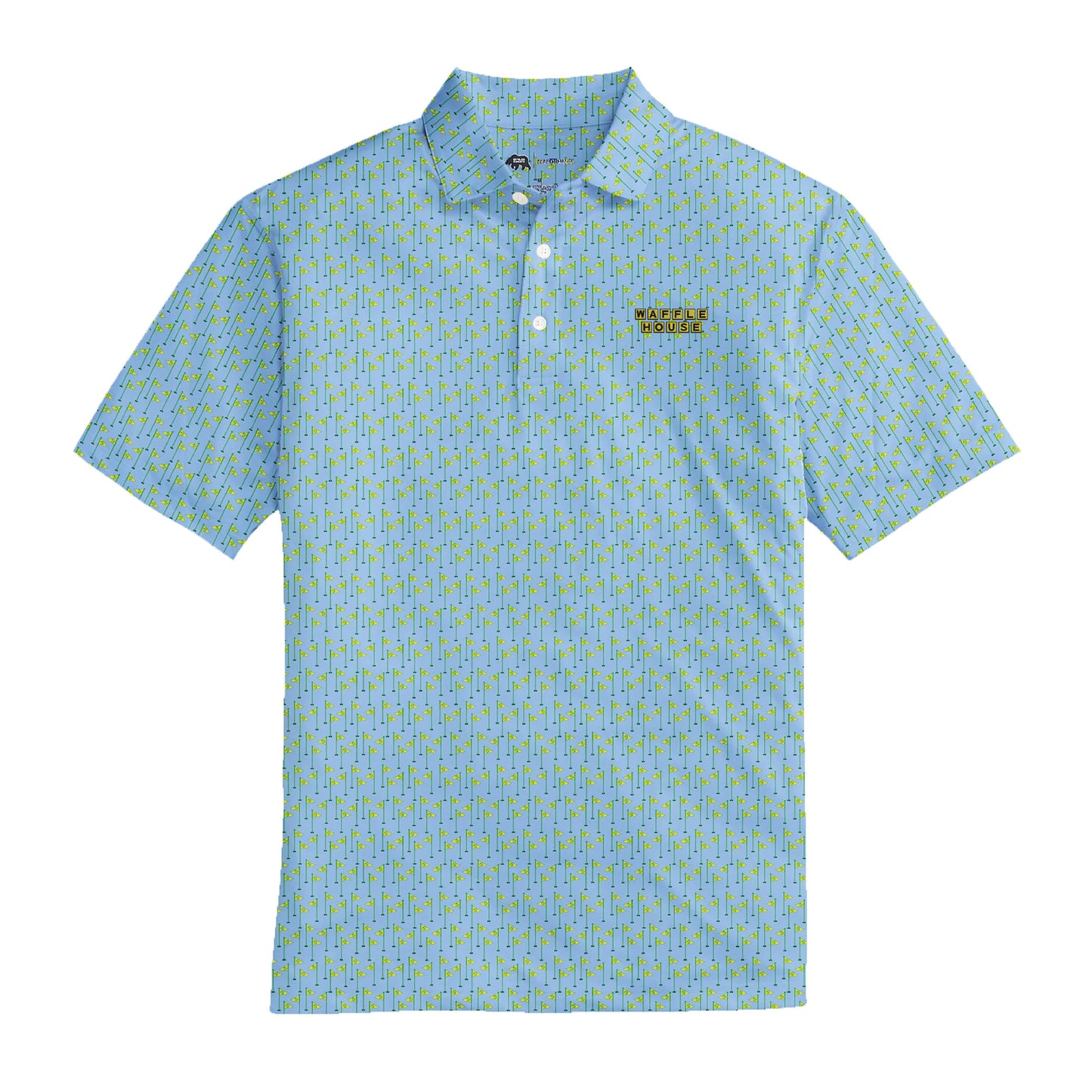 WH Embroidered Golf Flags Printed Performance Polo - Sky