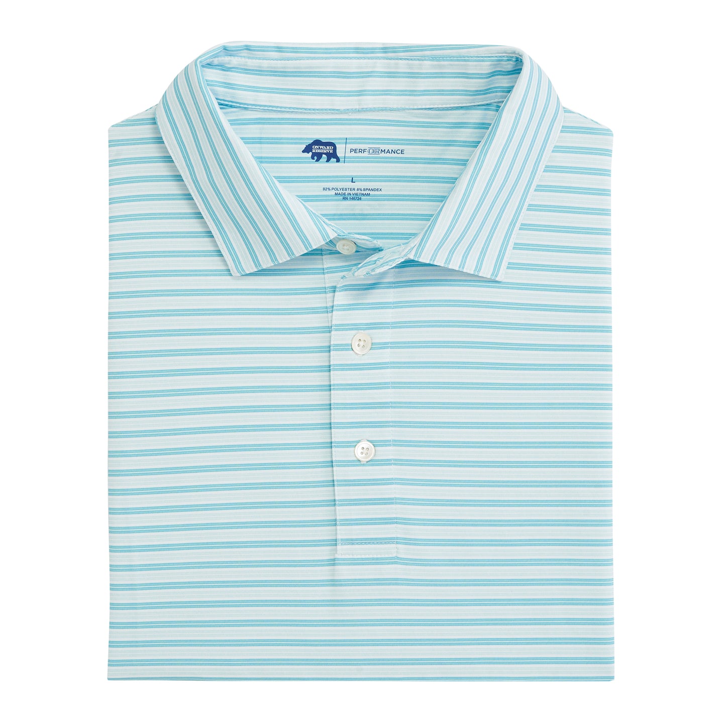 Wedge Stripe Performance Polo - Cabana Blue