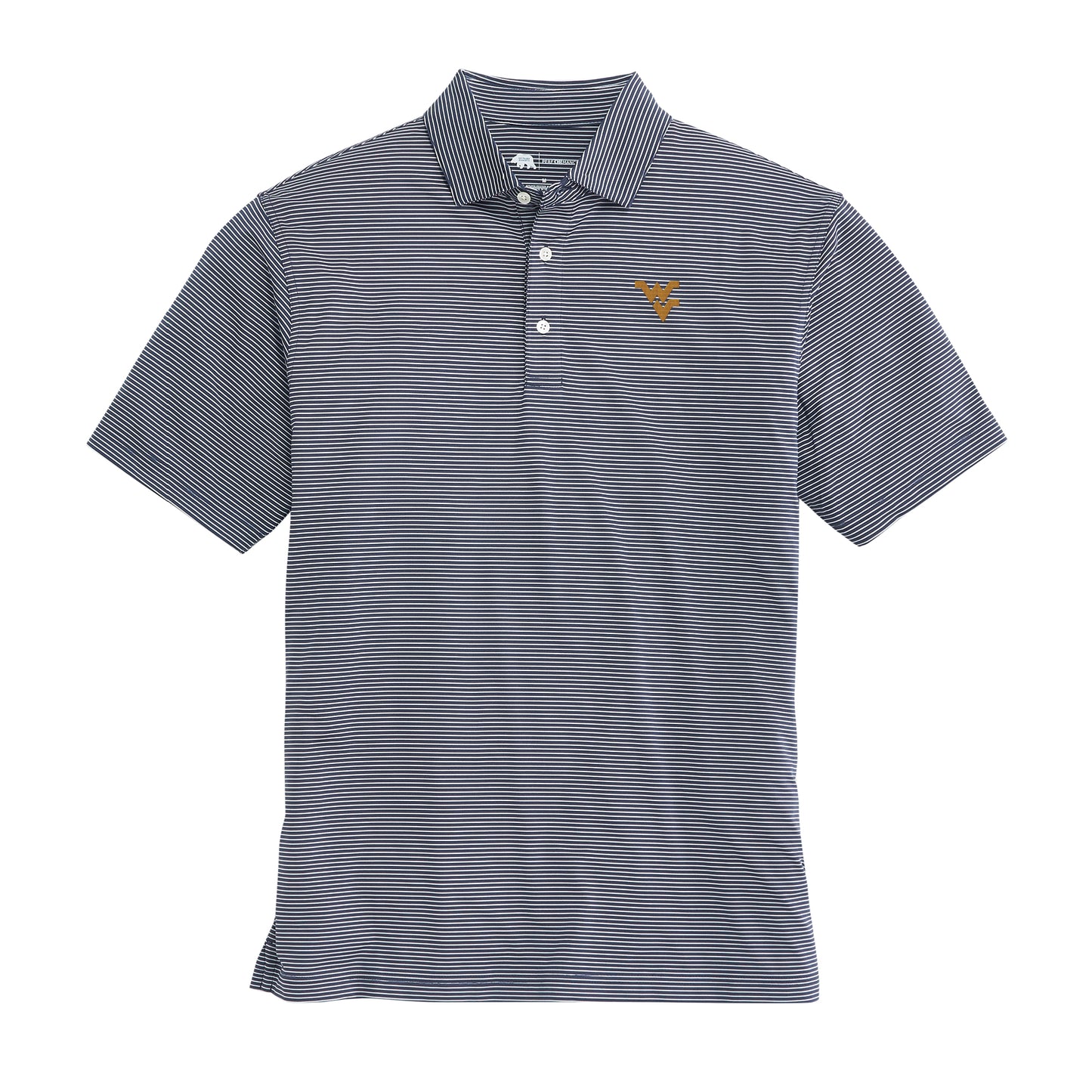 Birdie Stripe West Virginia Performance Polo - Dark Denim