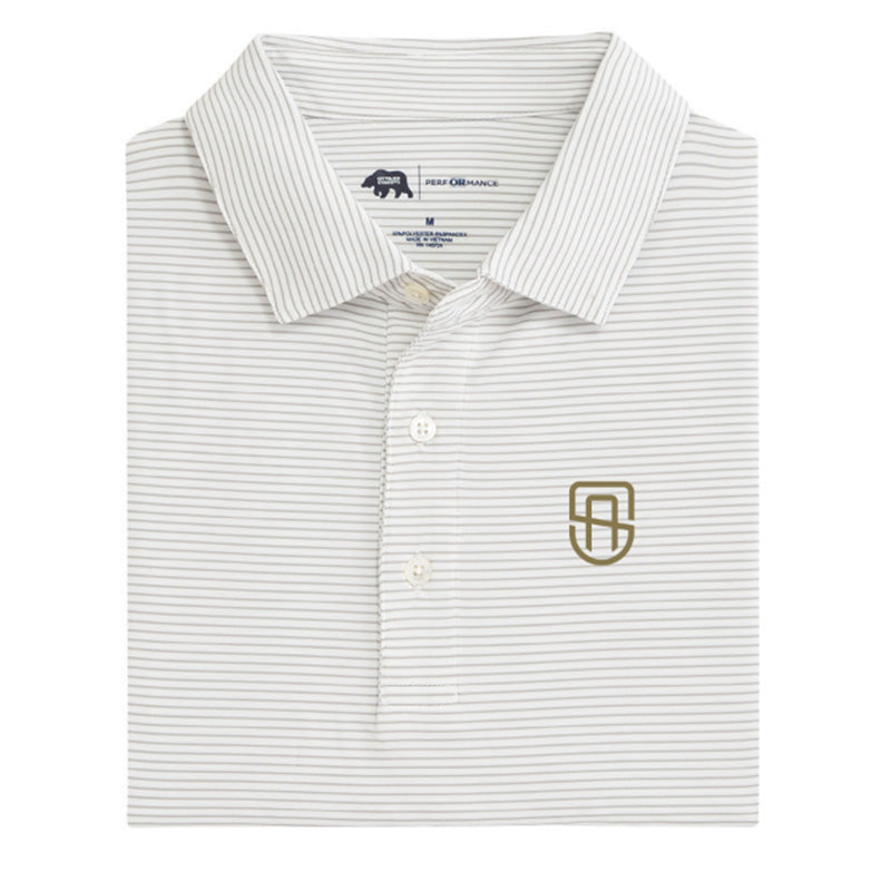 St. Albans Birdie Stripe Performance Polo - Mirage Grey