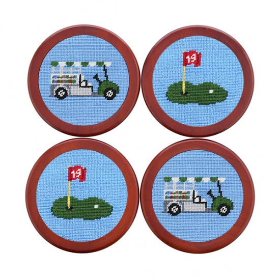 Beverage Cart Needlepoint Coasters