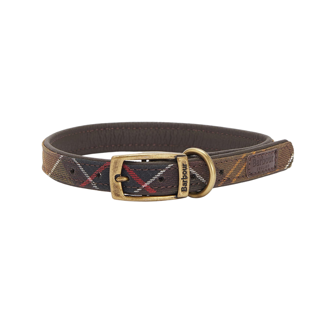 Leather tartan dog sales collar