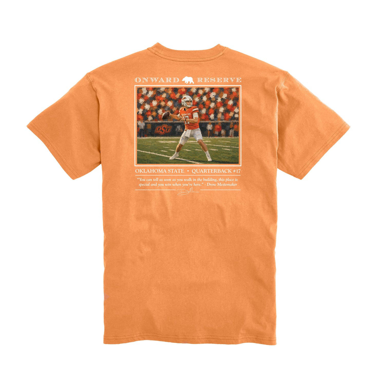 Oklahoma State Drew Mestemaker Tee - Washed Orange