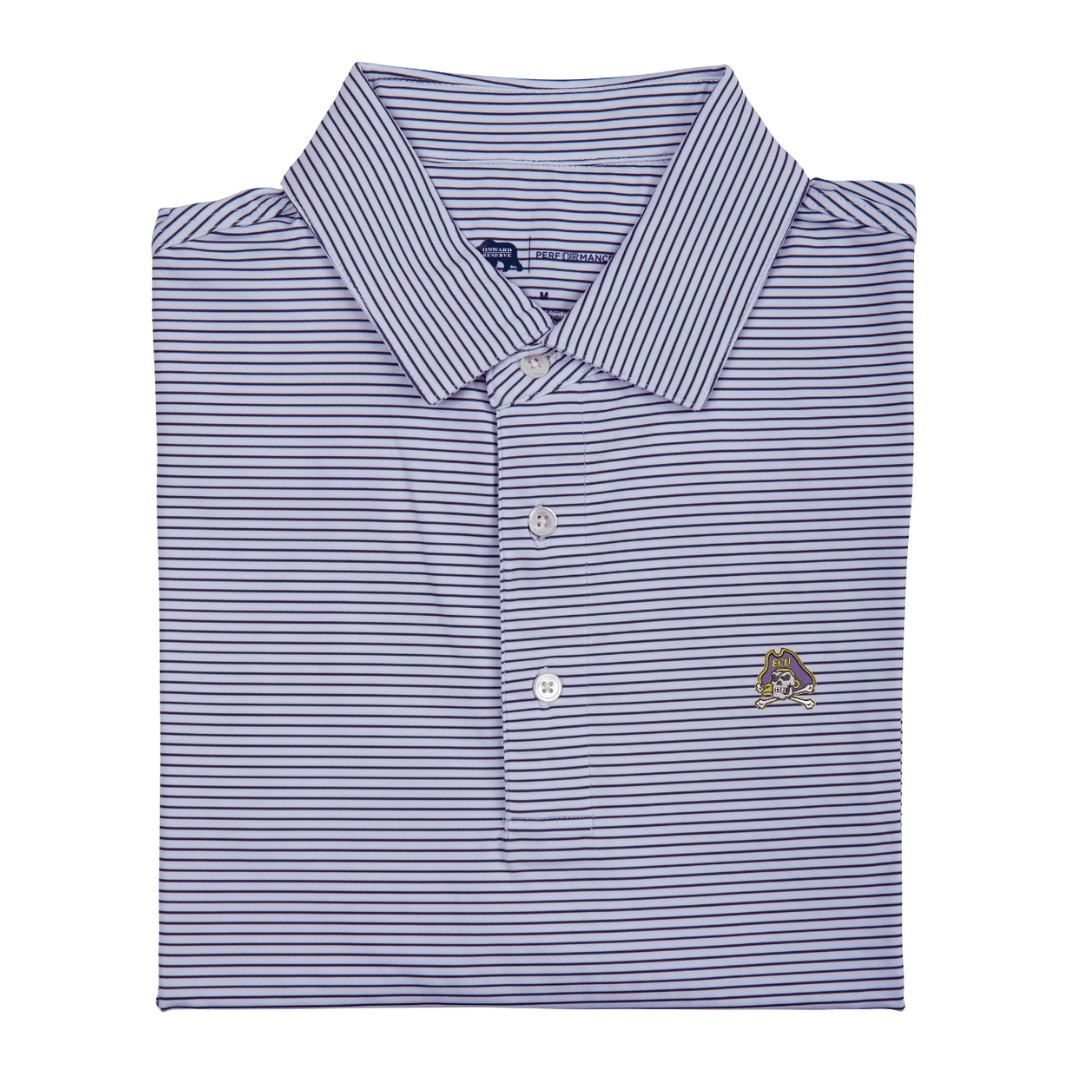 East Carolina Pirate Head Birdie Stripe Performance Polo