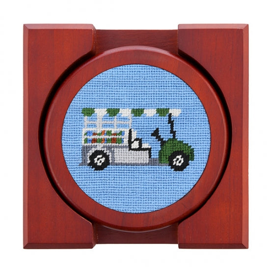 Beverage Cart Needlepoint Coasters
