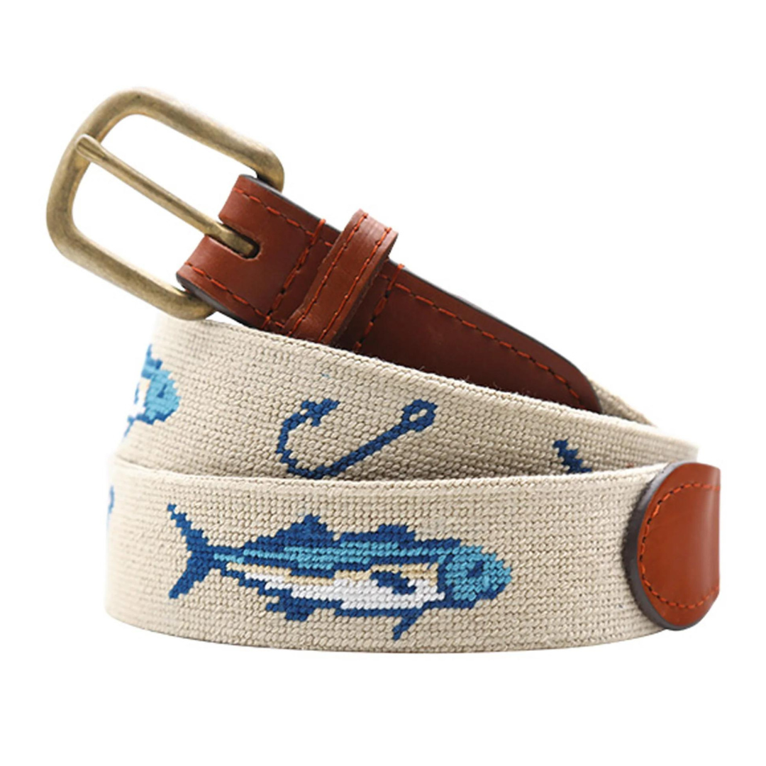 Azul Fish Needlepoint Belt 40