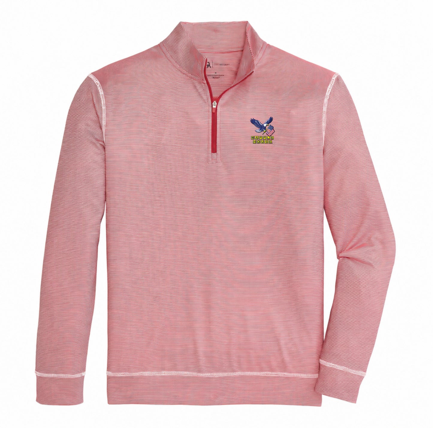 Waffle House USA Hairline Stripe Printed Performance 1/4 Zip - Red