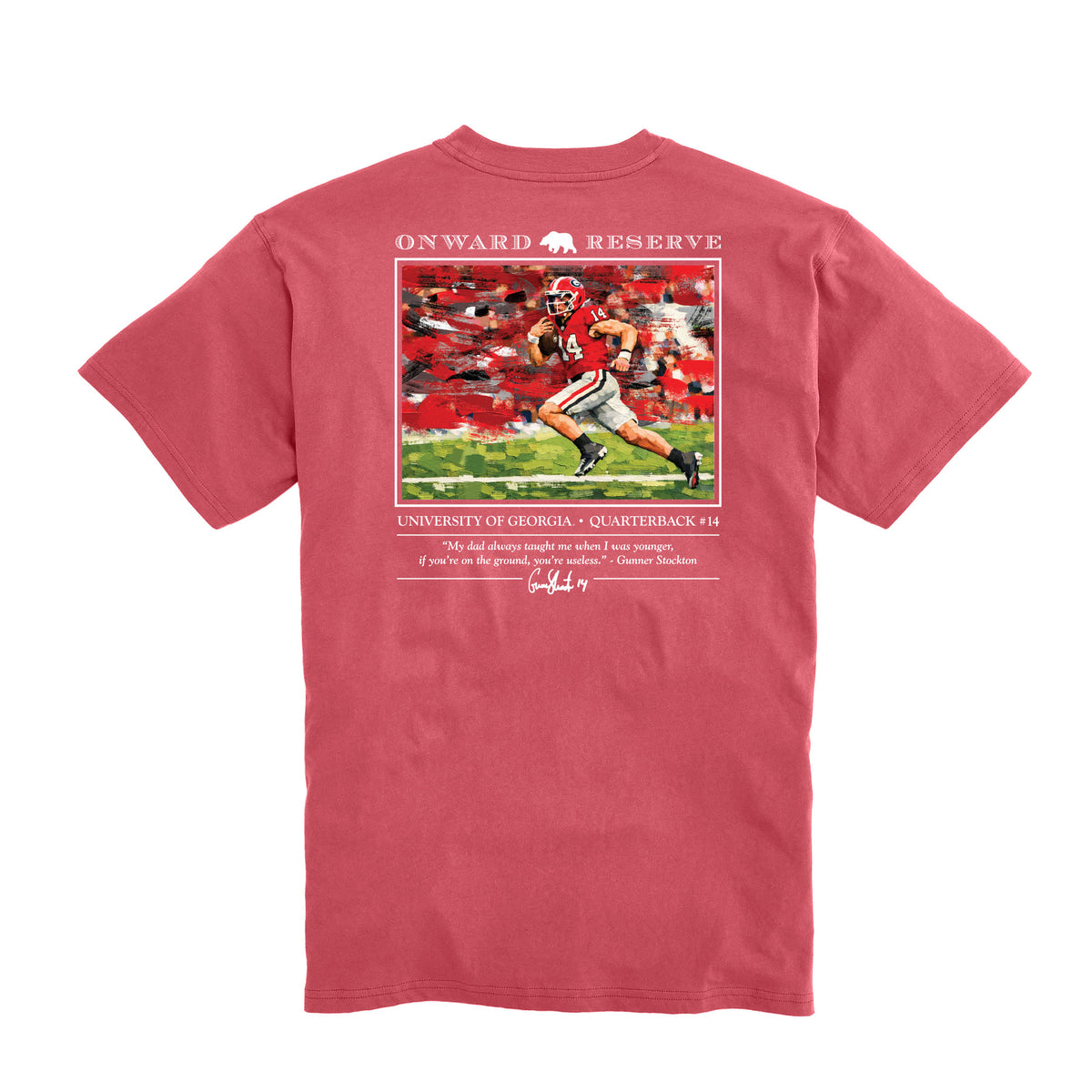 UGA Gunner Stockton #14 Tee - Washed Red