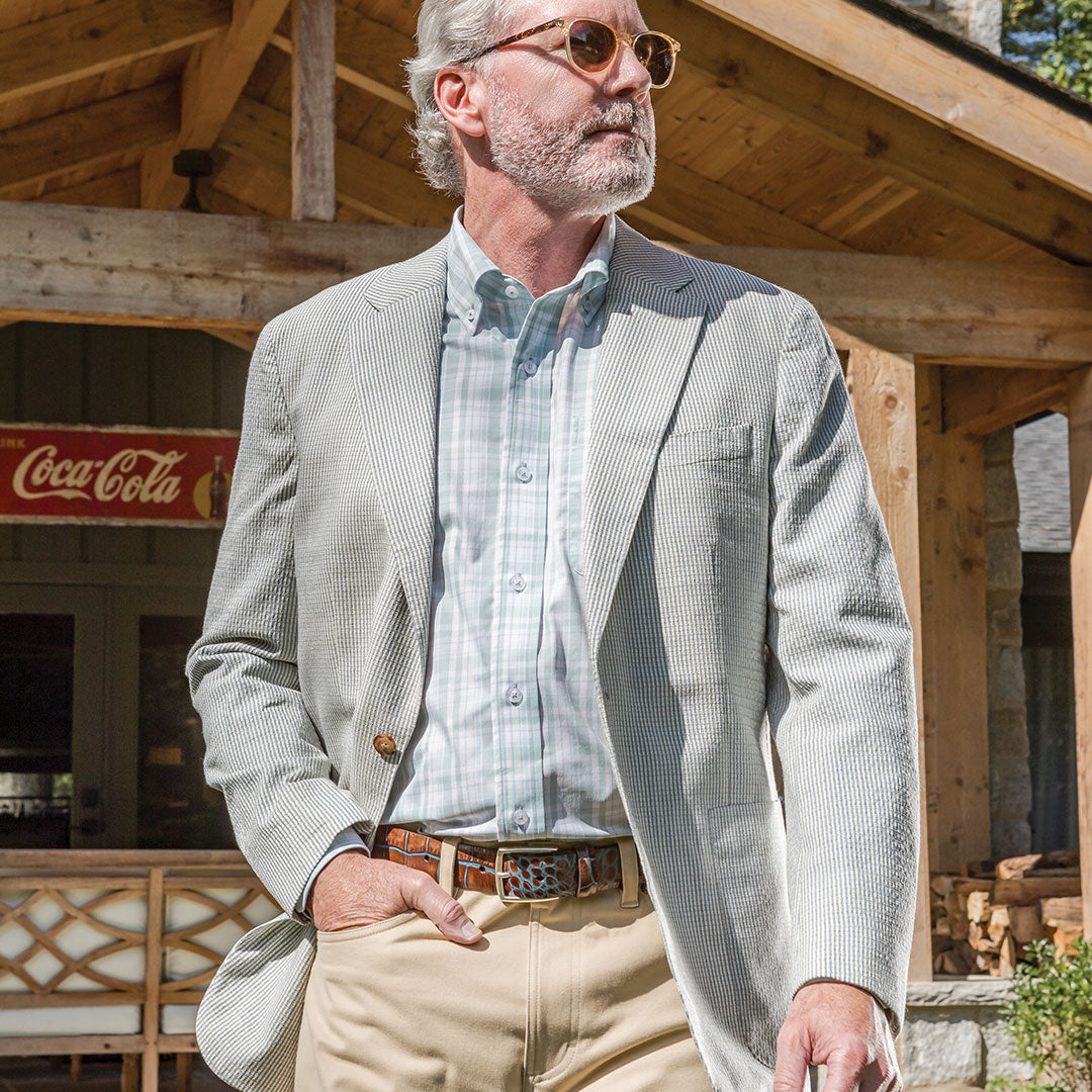 Norman Classic Fit Performance Button Down - Cloud