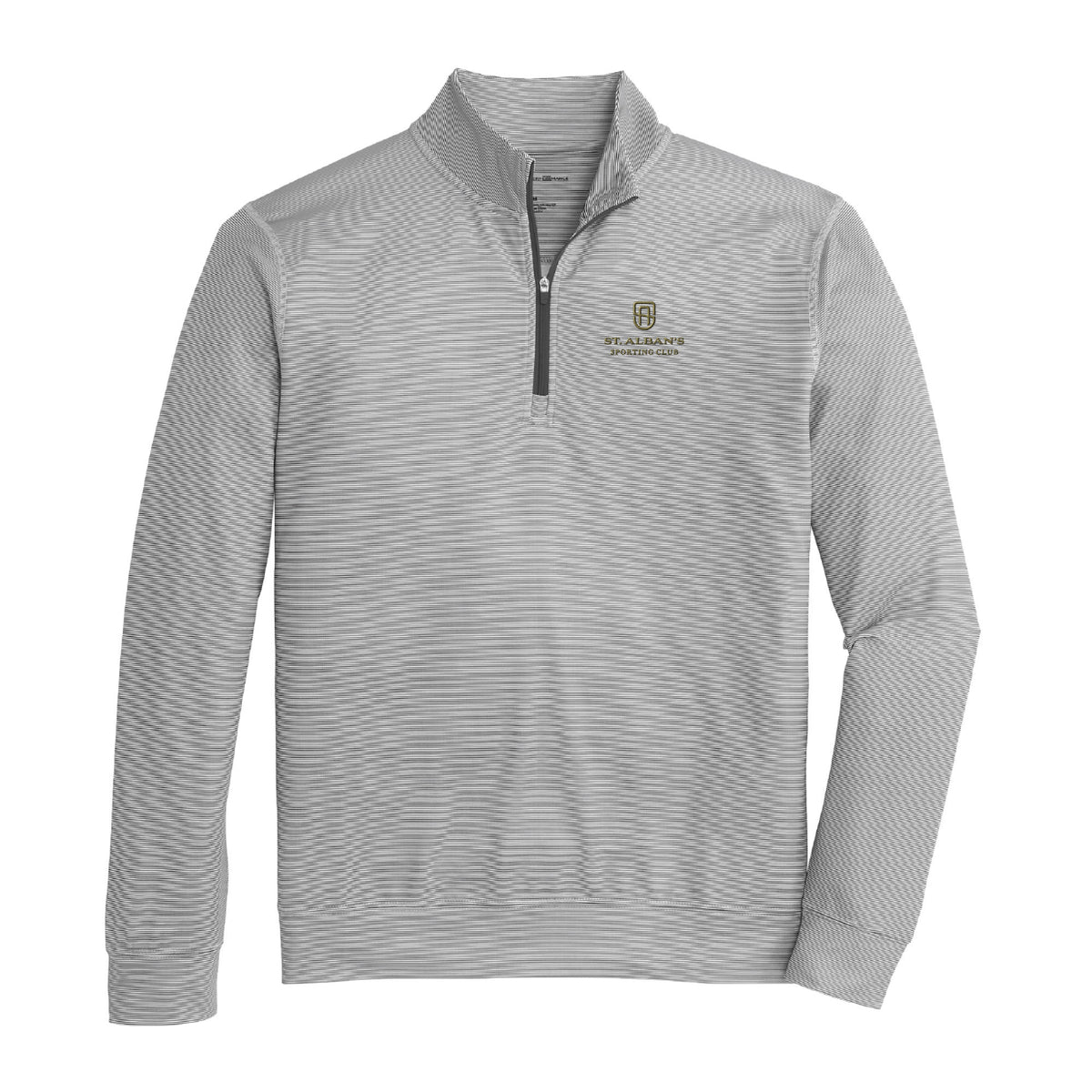 St. Albans Hairline Stripe Printed Performance 1/4 Zip - Black