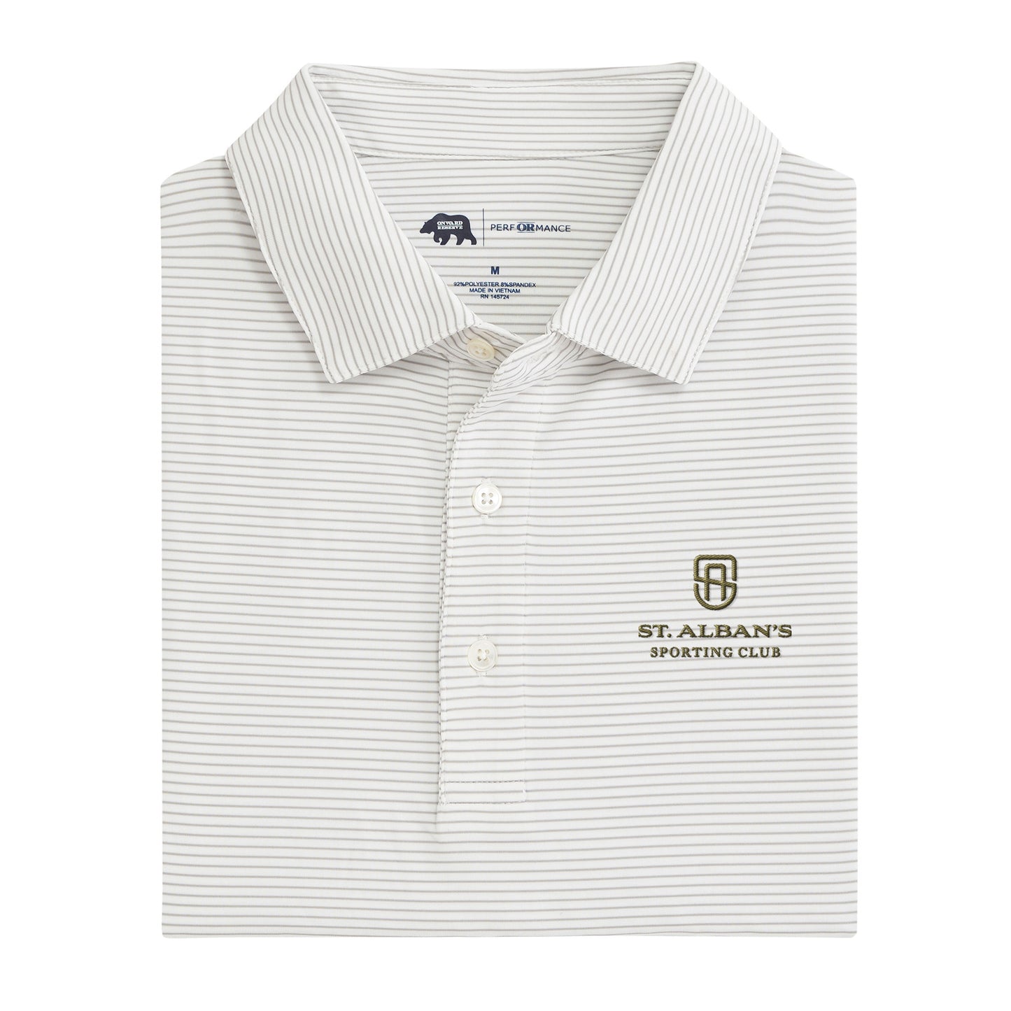 St. Albans Birdie Stripe Performance Polo - Mirage Grey