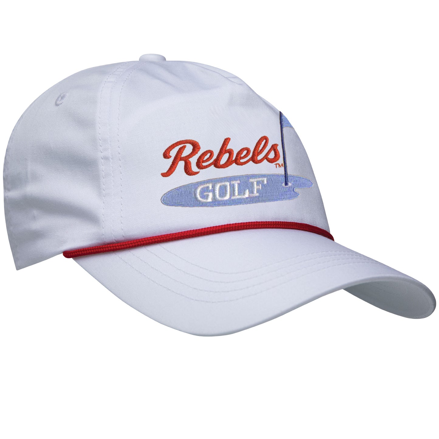 Ole Miss Rebels Golf Rope Hat - White Hat/Red Rope