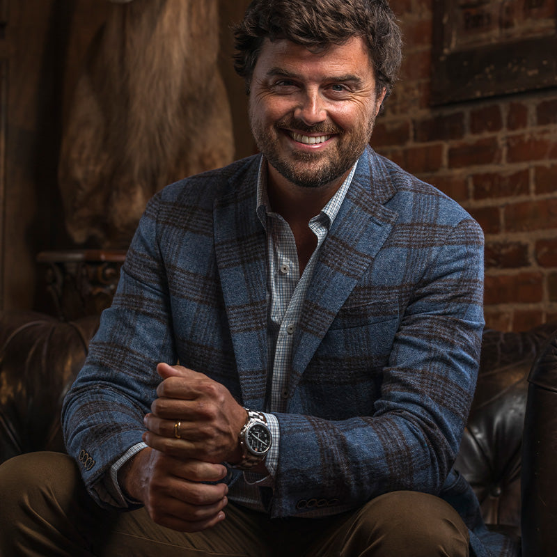 Baby Alpaca Blue Fog Plaid Sport Coat