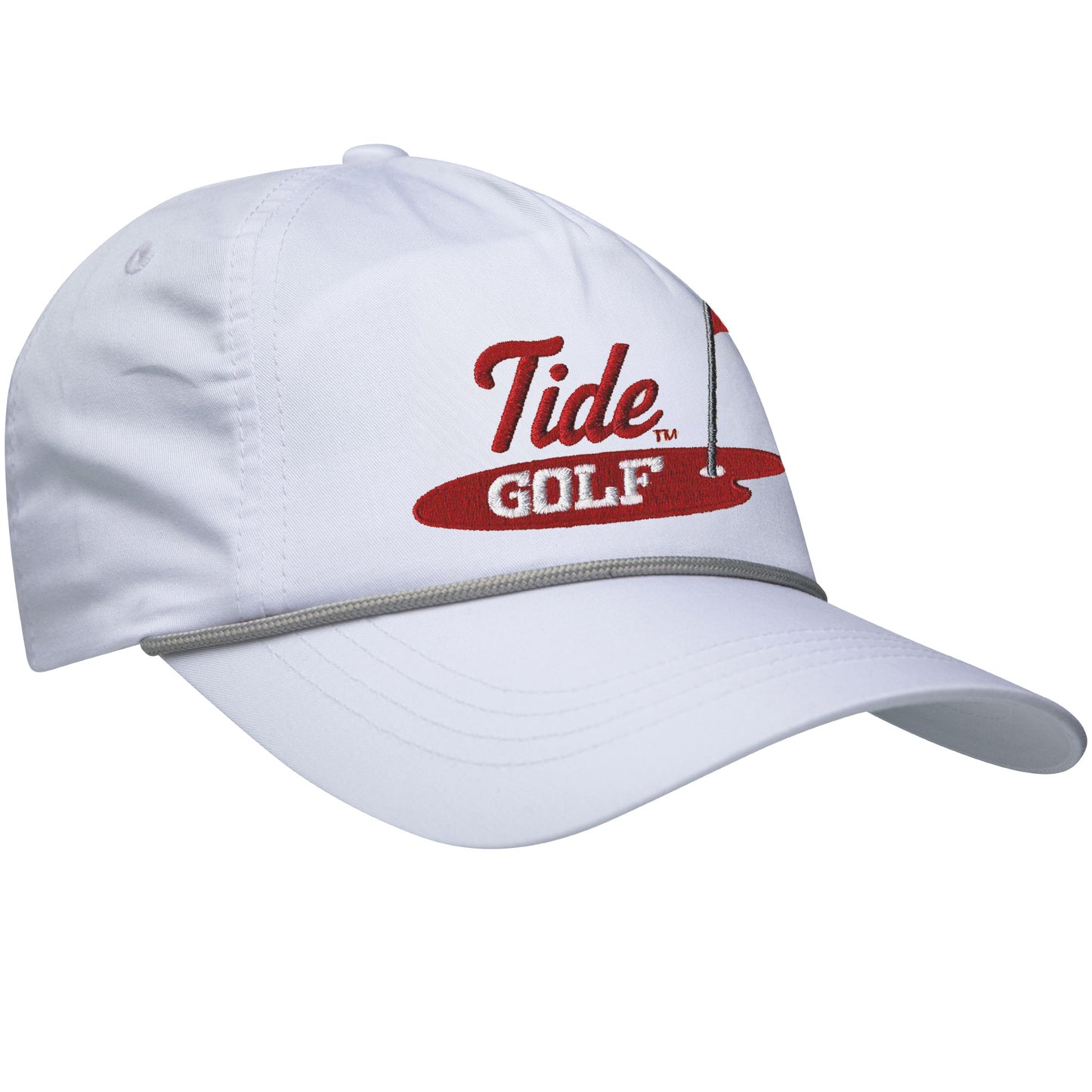 Alabama Tide Golf Rope Hat - White Hat/Grey Rope