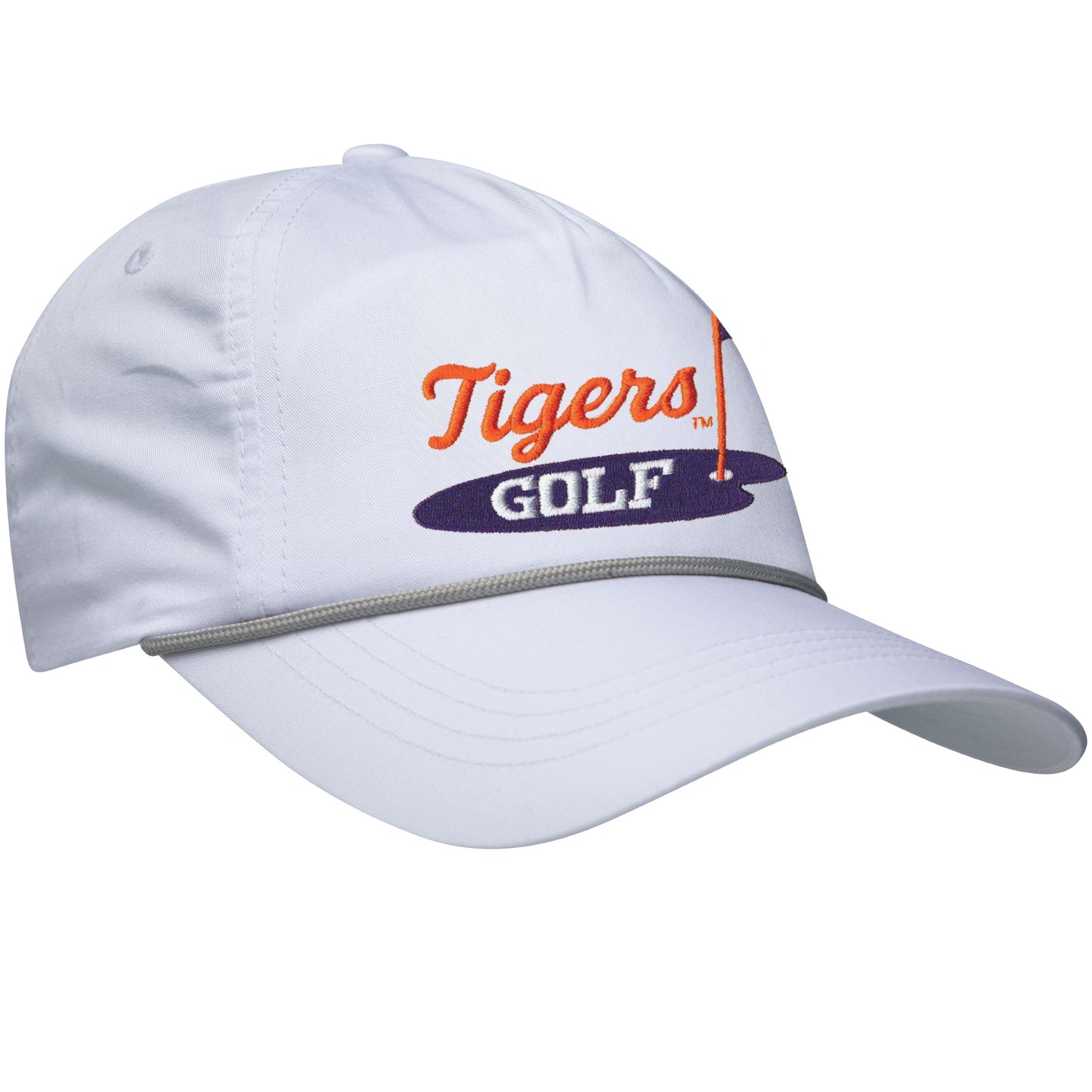 Clemson Tigers Golf Rope Hat - White Hat/Grey Rope