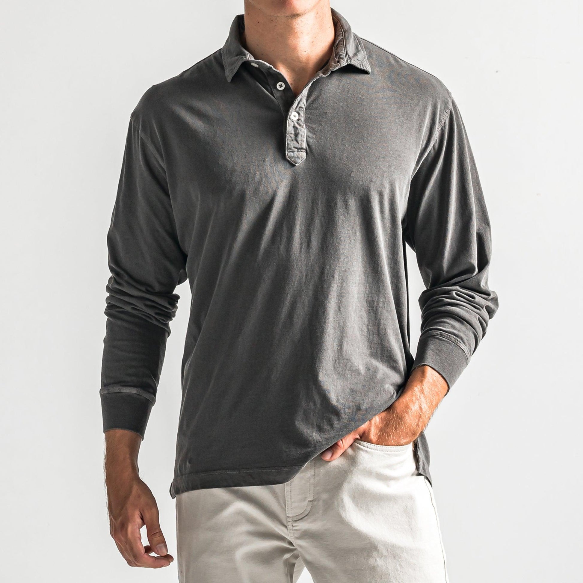 Perry Long Sleeve Polo - Black - Onward Reserve