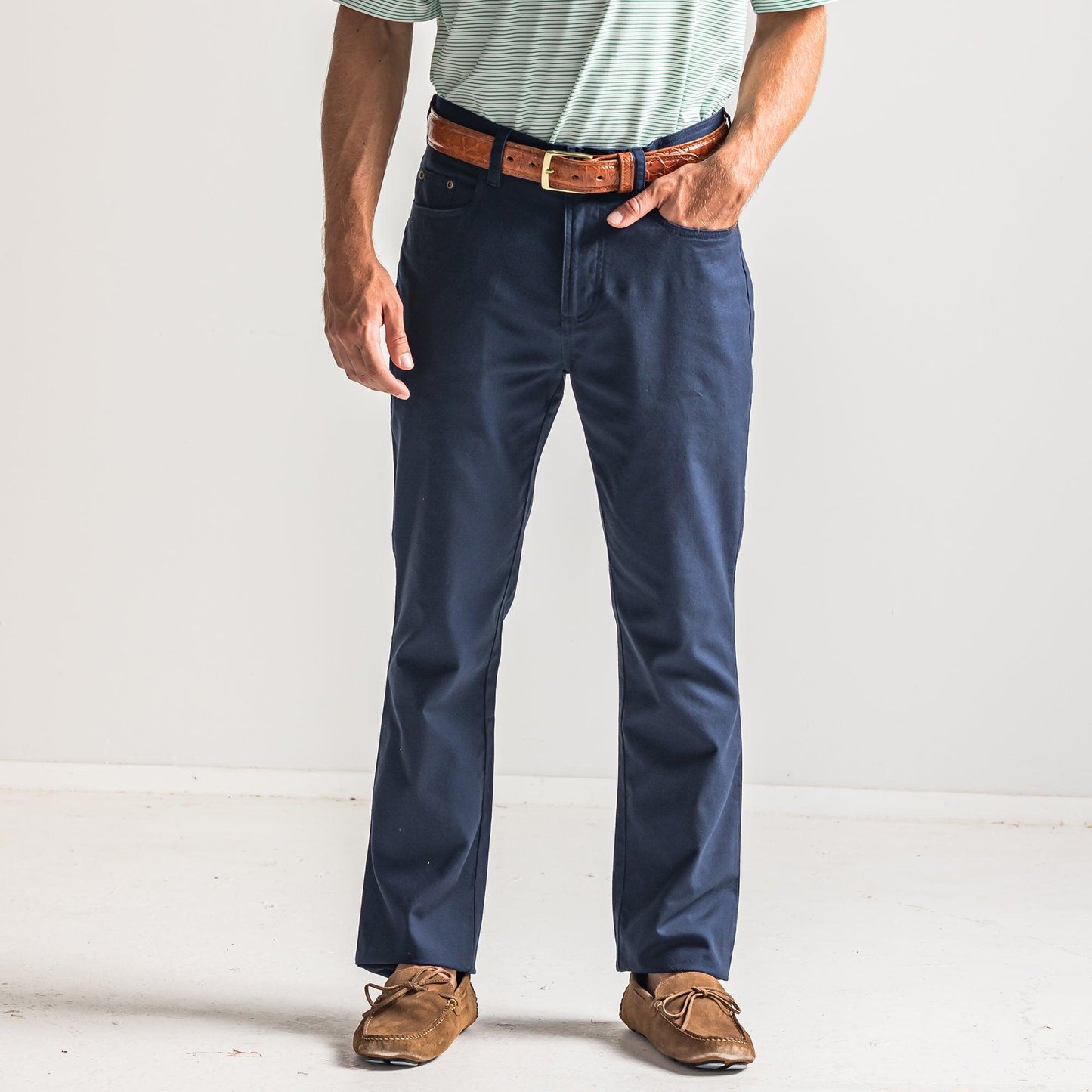 Flex Micro Canvas Five Pocket Stretch Pant Navy - Onward Reserve