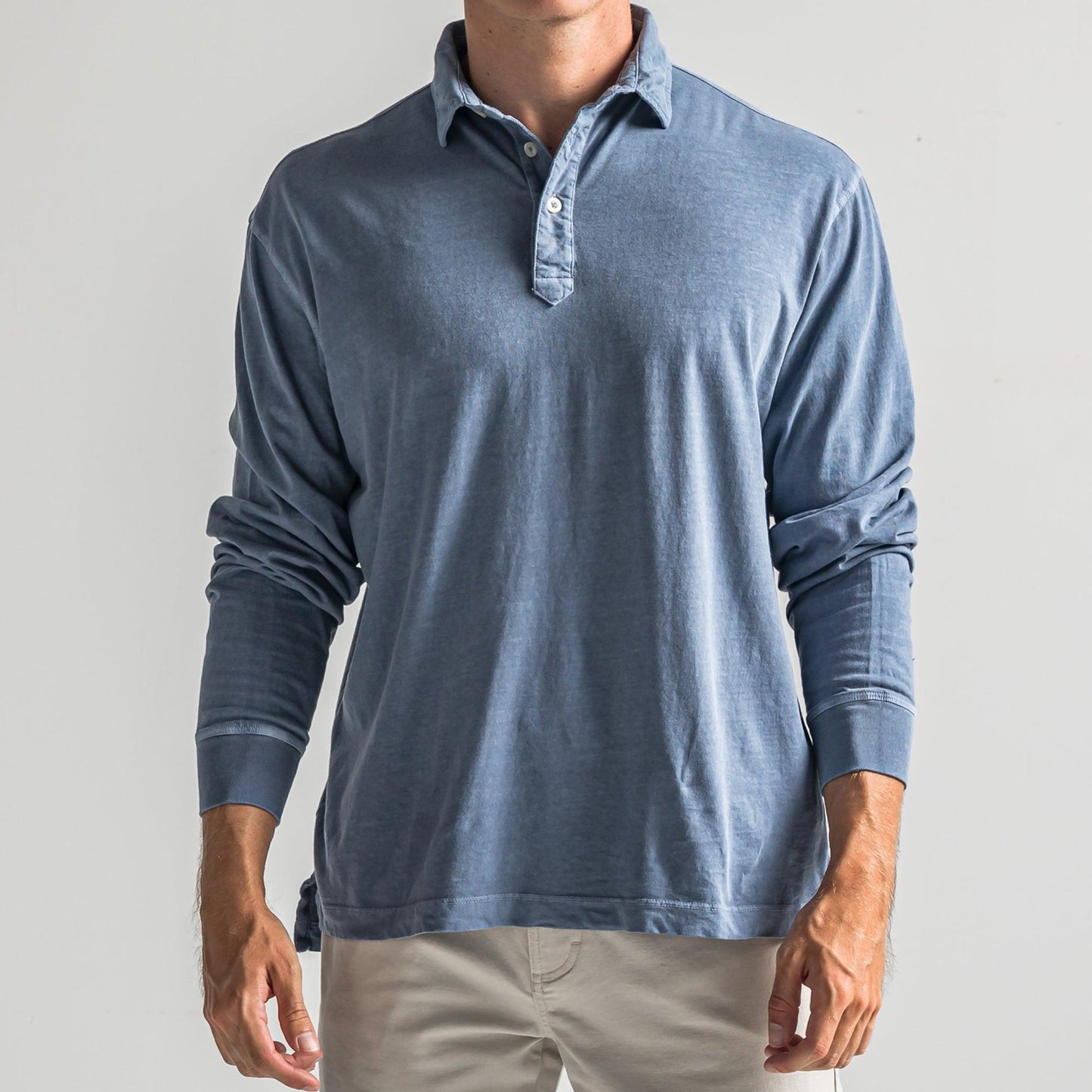 Perry Long Sleeve Polo - Vintage Indigo - Onward Reserve