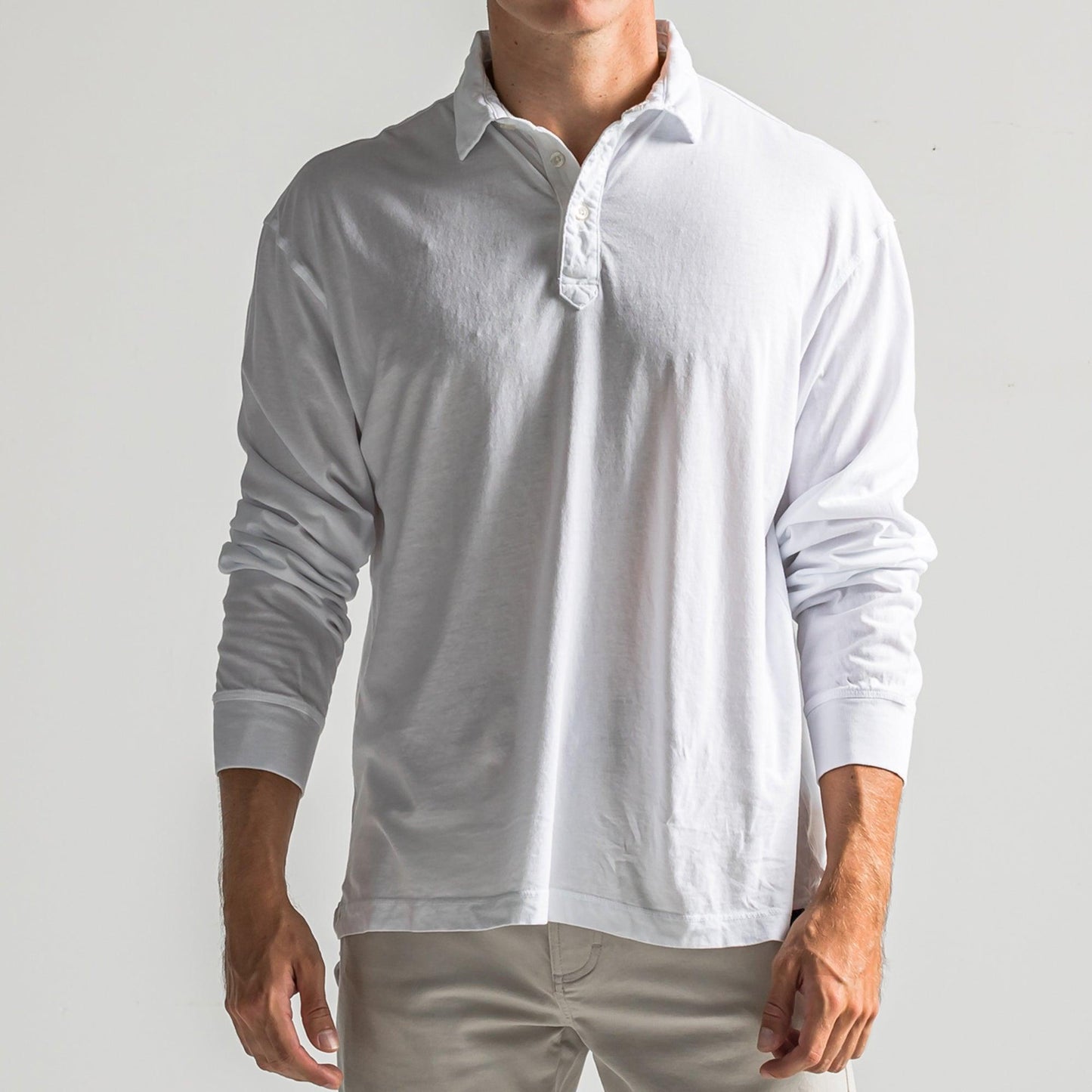Perry Long Sleeve Polo - White - Onward Reserve