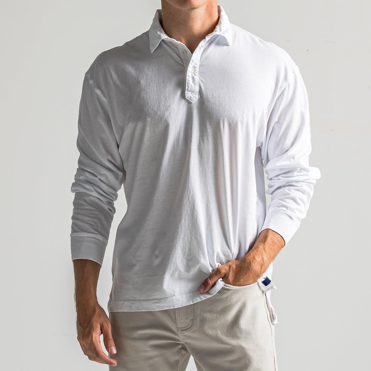 Perry Long Sleeve Polo - White - Onward Reserve