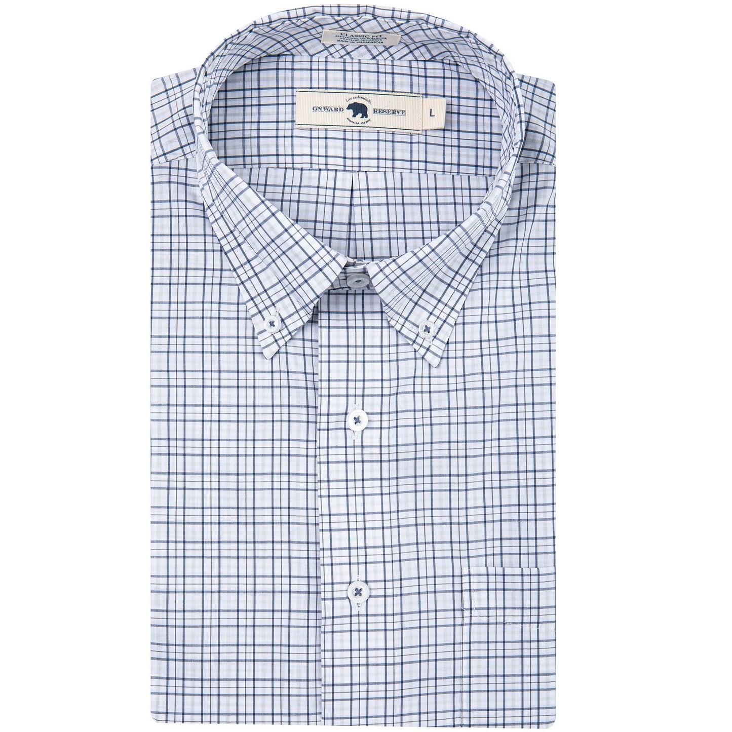 All Team Tattersall Button Down Shirt - True Navy - Onward Reserve