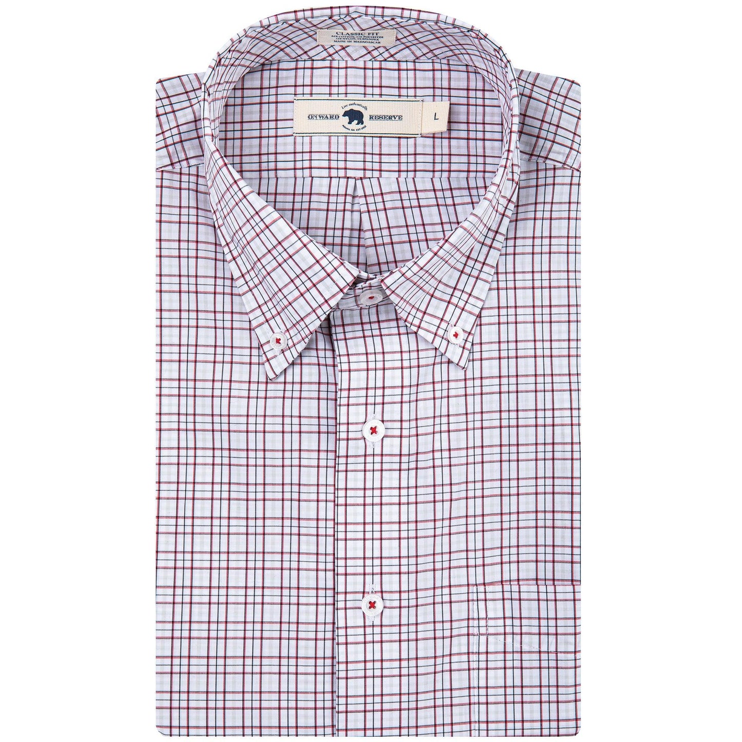 All Team Tattersall Button Down Shirt - Red - Onward Reserve