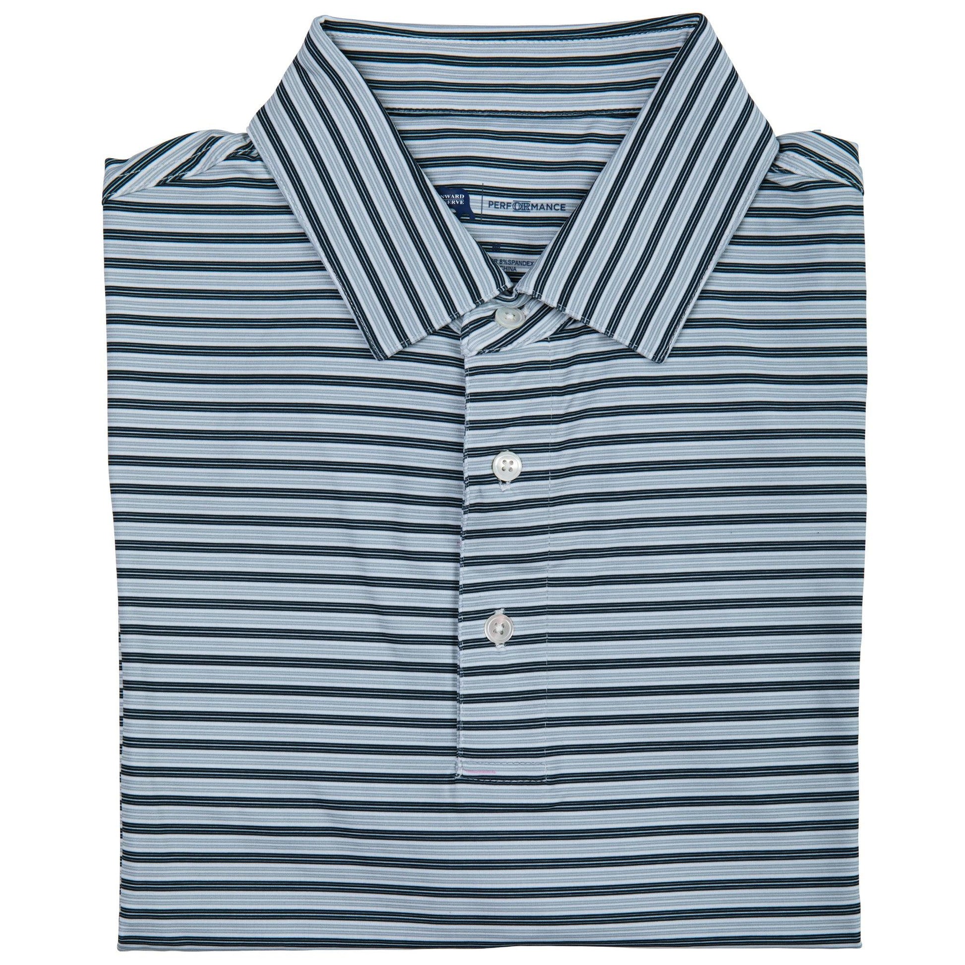 Wedge Stripe Performance Polo - Collegiate Blue - Onward Reserve