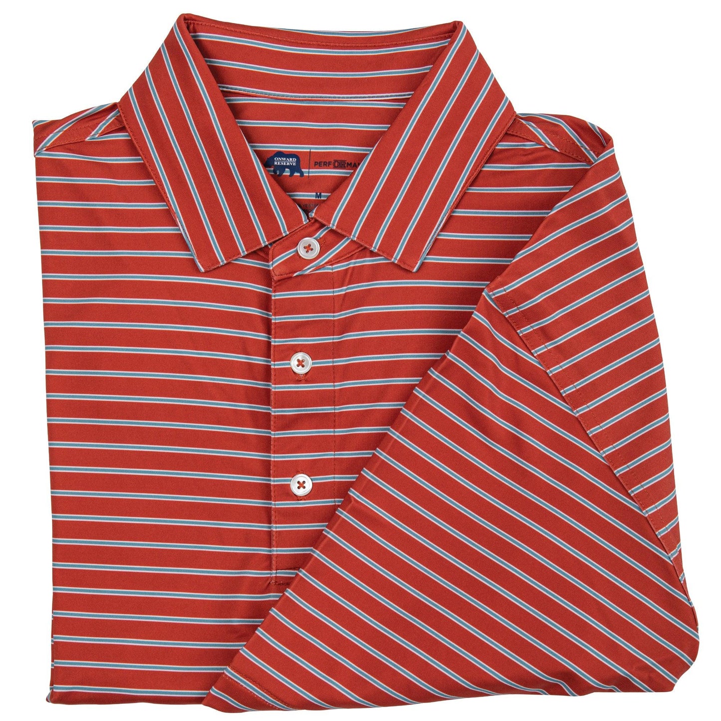 Eagle Stripe Performance Polo - Salsa/Smoke Blue - Onward Reserve