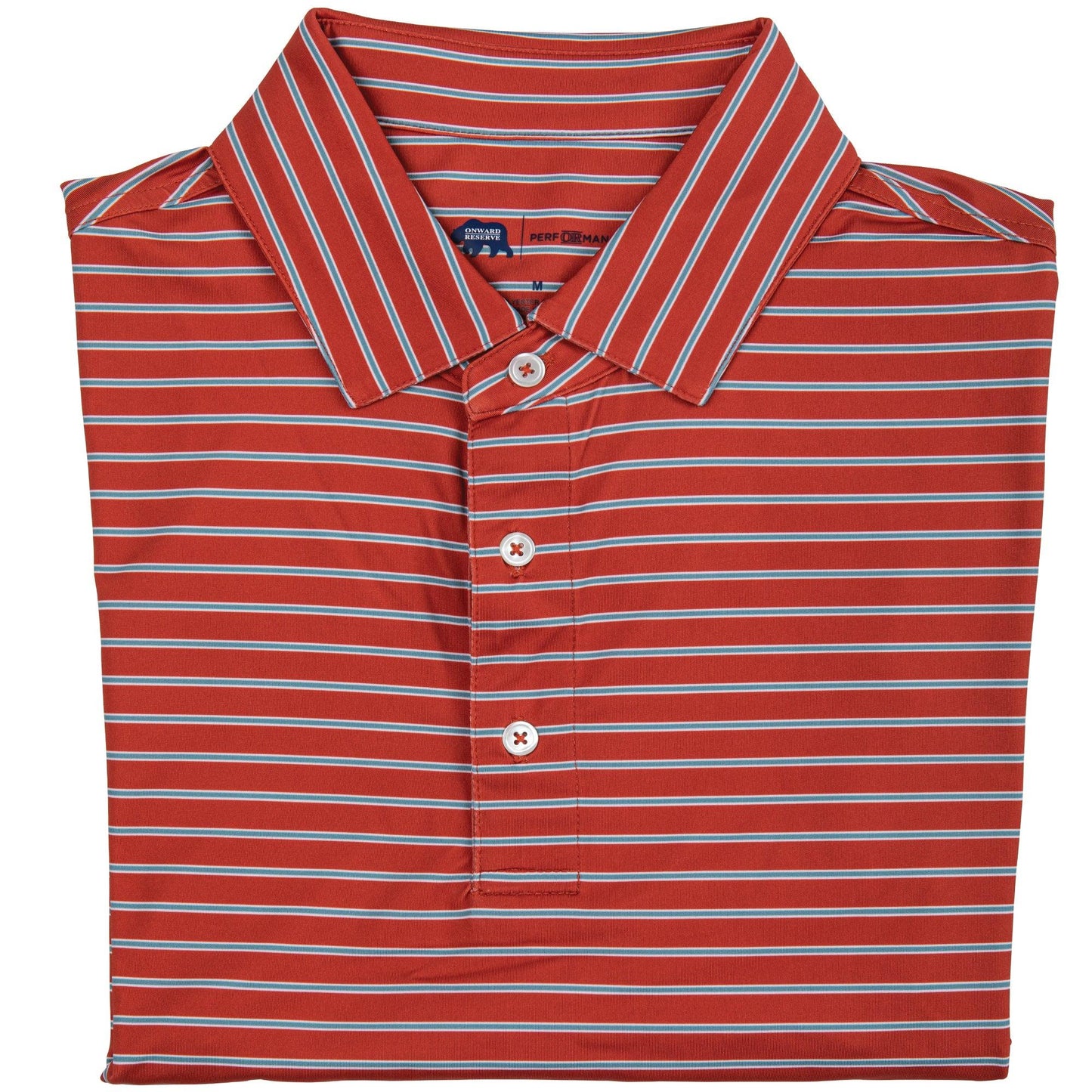 Eagle Stripe Performance Polo - Salsa/Smoke Blue - Onward Reserve