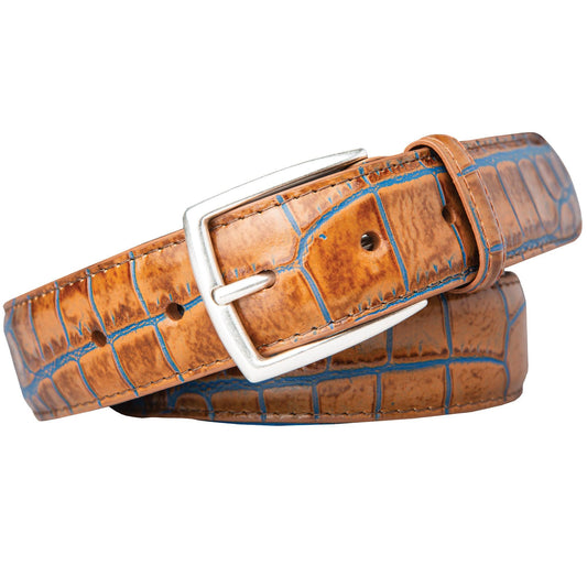 1 3/8" Two-Toned Embossed Crocodile Belt - Marine - Onward Reserve