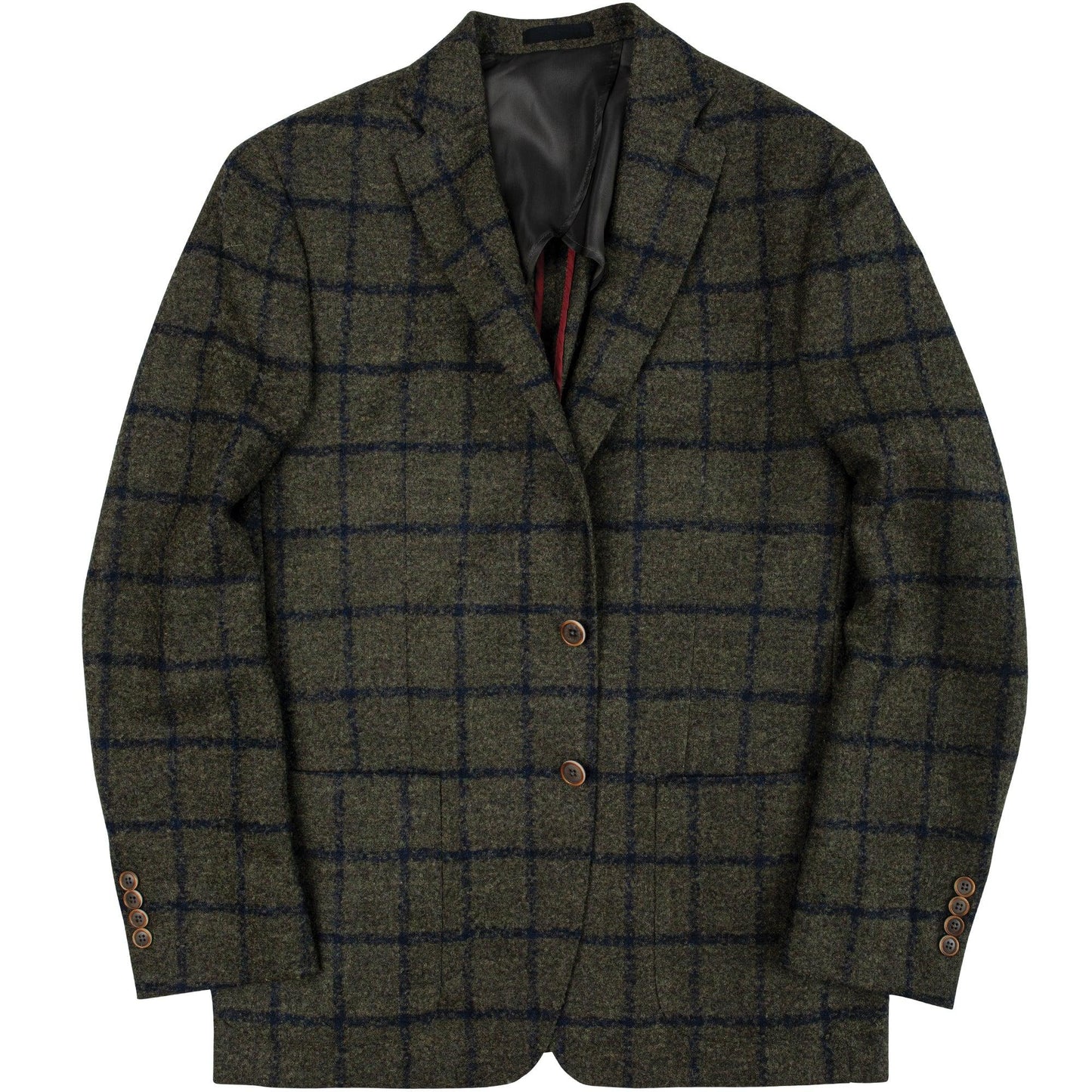 Loro Piana Olive/Collegiate Blue Windowpane Sport Coat - Onward Reserve