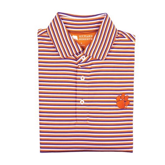 Triple Stripe Clemson Paw Polo - Onward Reserve