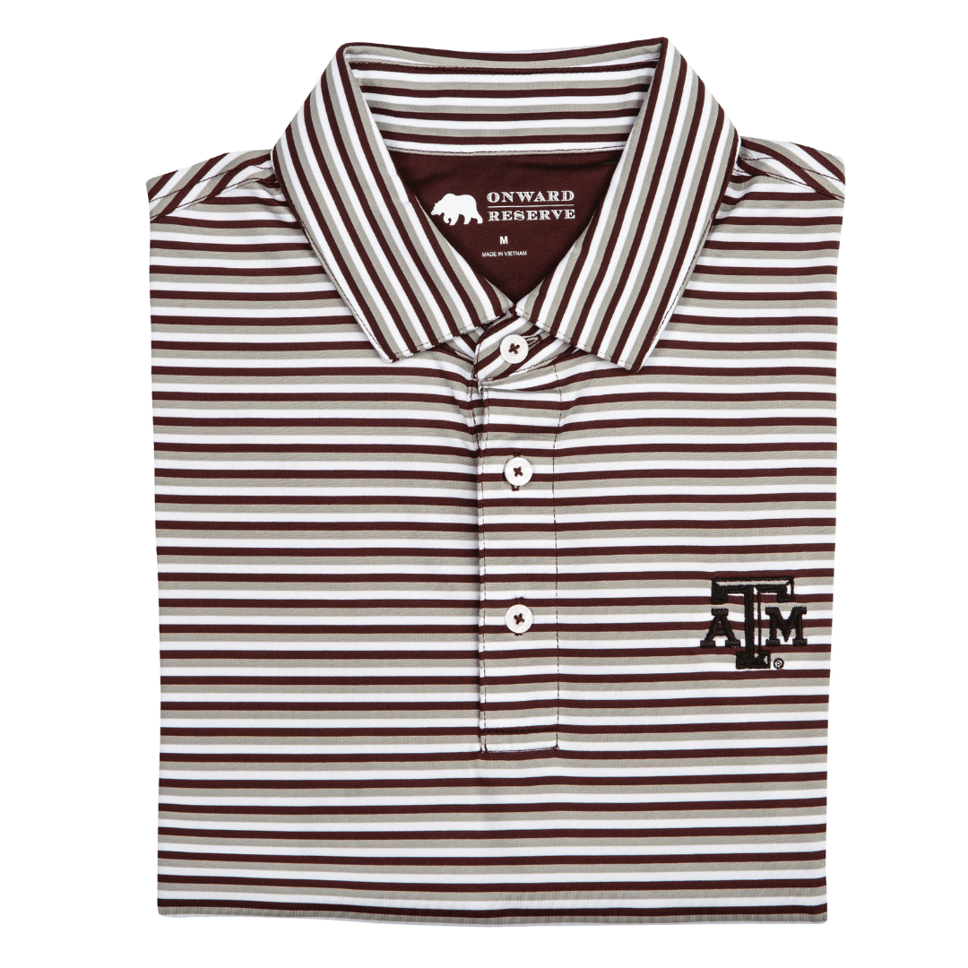 Triple Stripe Texas A&M Polo - Onward Reserve