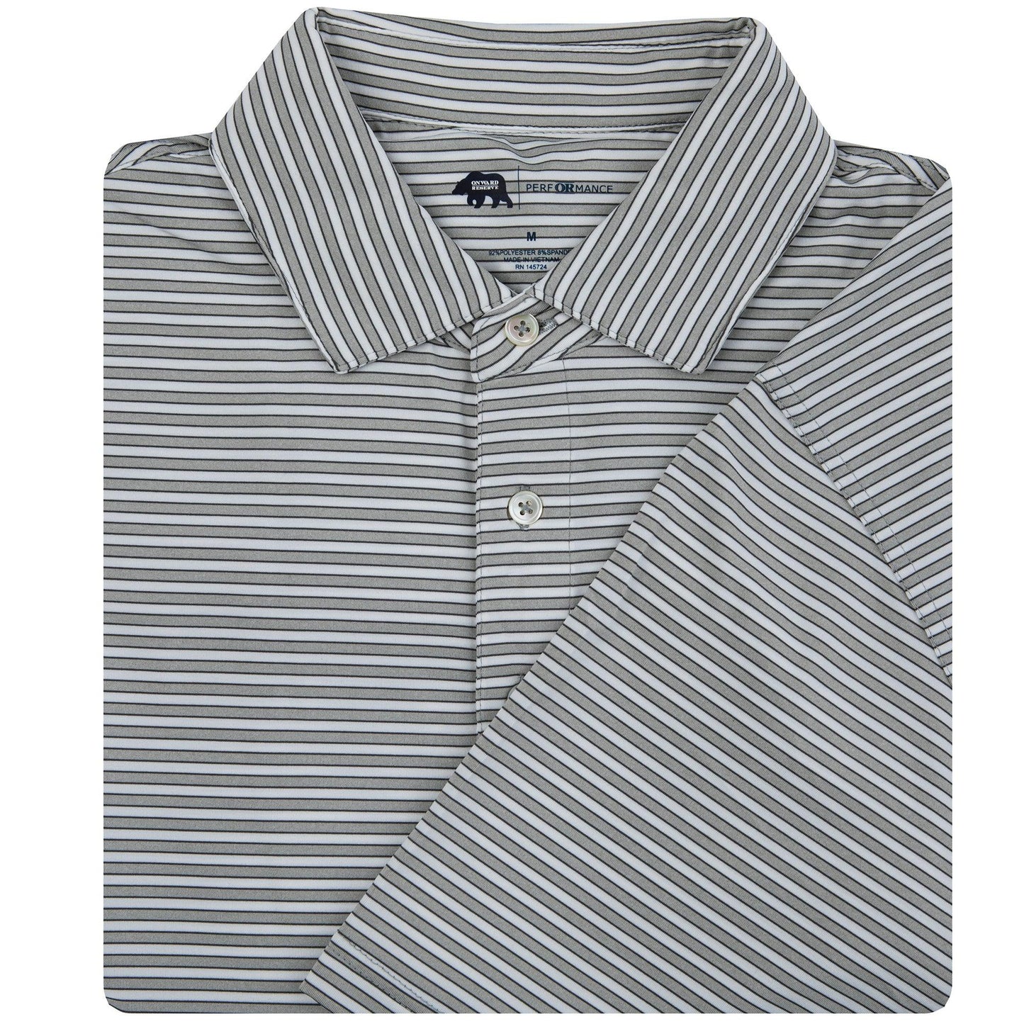 Mulligan Stripe Performance Polo - Heather Mirage Grey/Gunmetal - Onward Reserve