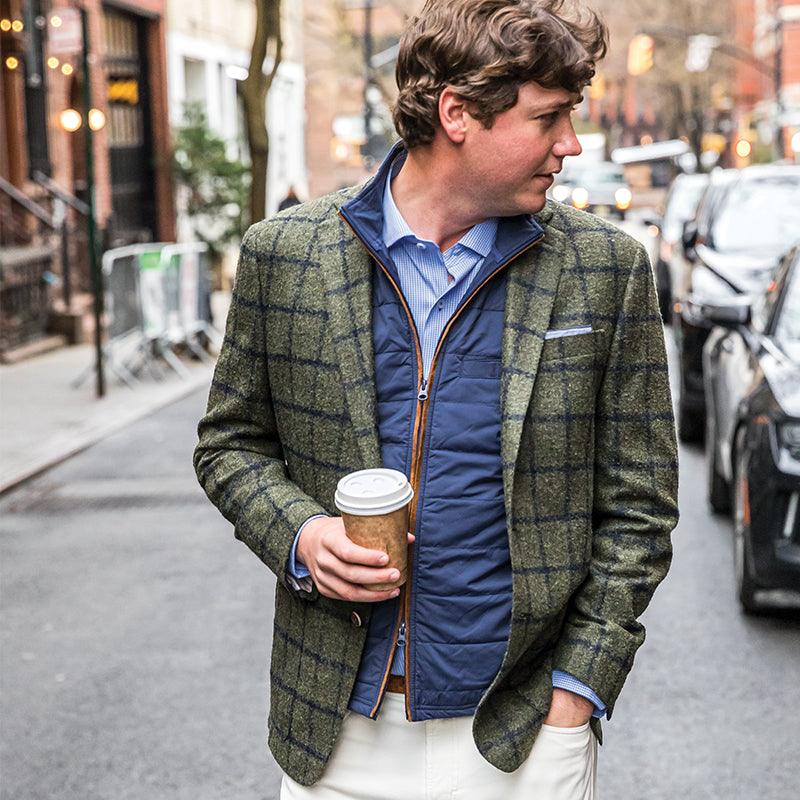 Loro Piana Olive/Collegiate Blue Windowpane Sport Coat - Onward Reserve
