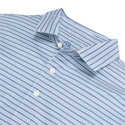 Wedge Stripe Performance Polo - Blue Indigo