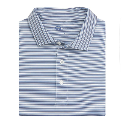 Wedge Stripe Performance Polo - Blue Indigo