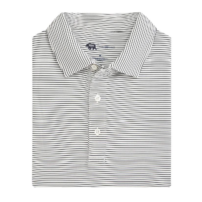 Birdie Stripe Performance Polo - White/Black