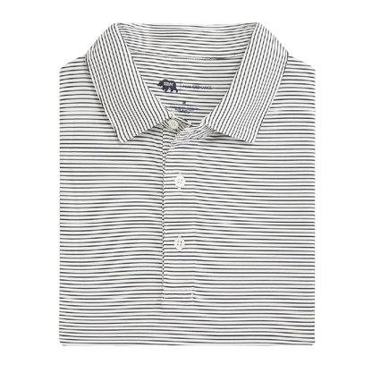 Birdie Stripe Performance Polo - White/Black