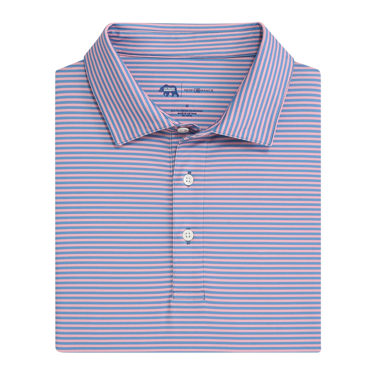 Echo Stripe Performance Polo - Powder Pink