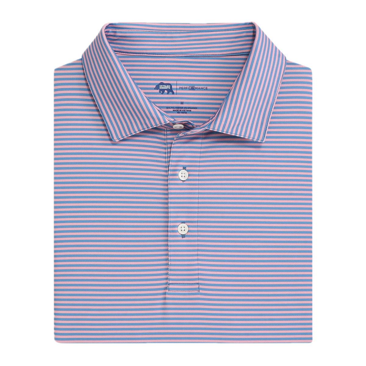 Echo Stripe Performance Polo - Powder Pink