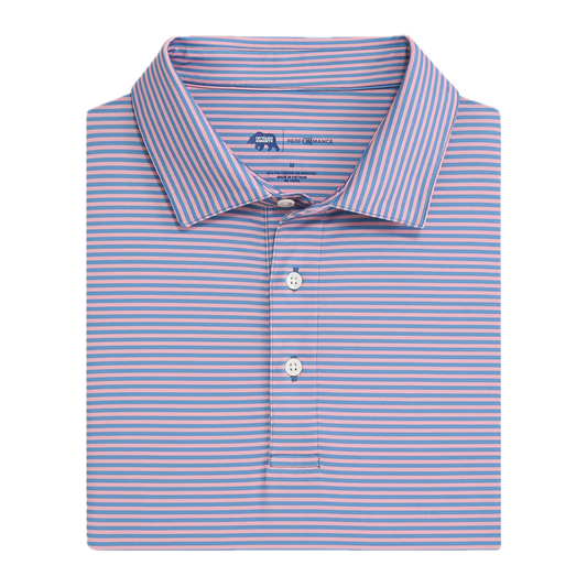 Echo Stripe Performance Polo - Powder Pink