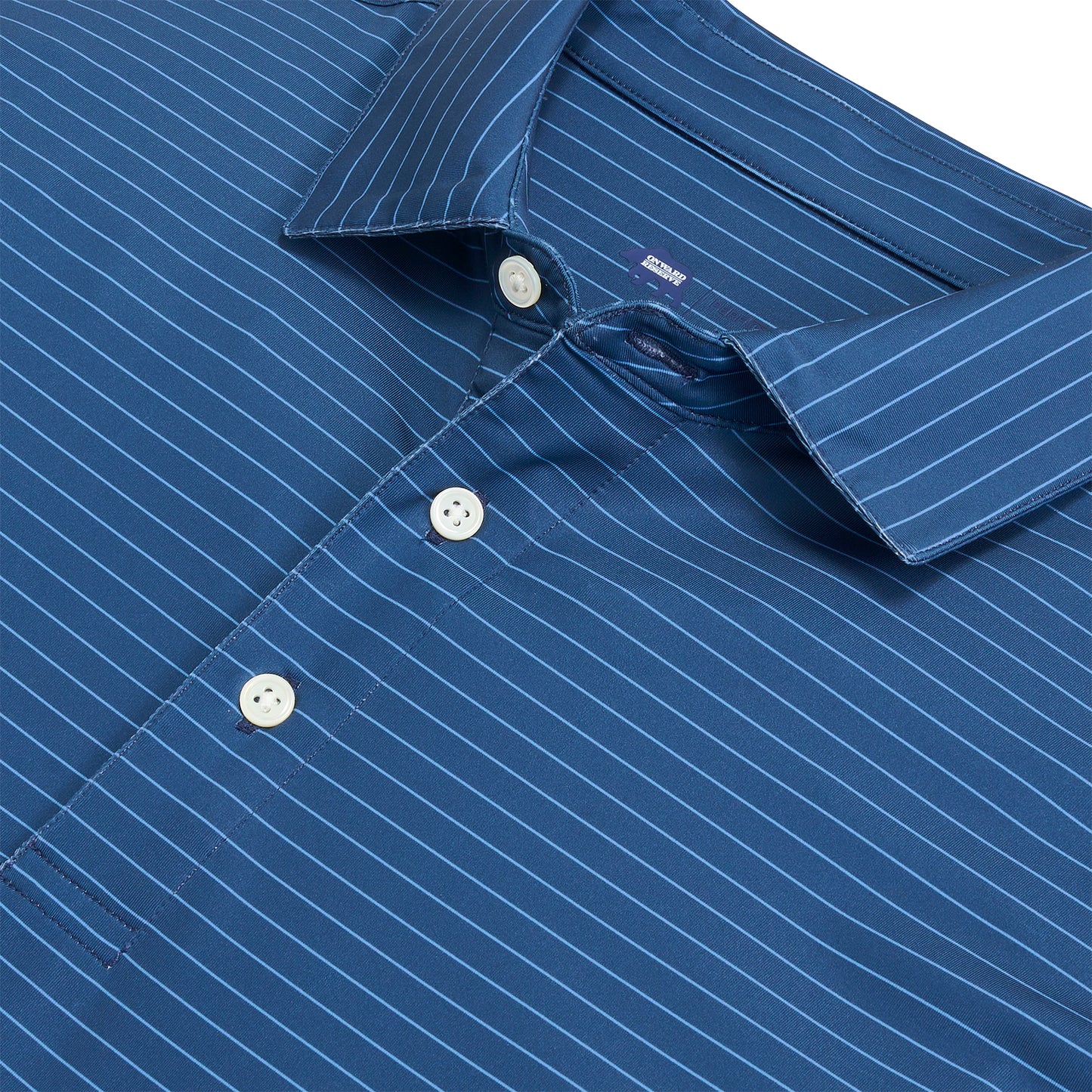 Atlantic Stripe Performance Polo - Ensign Blue