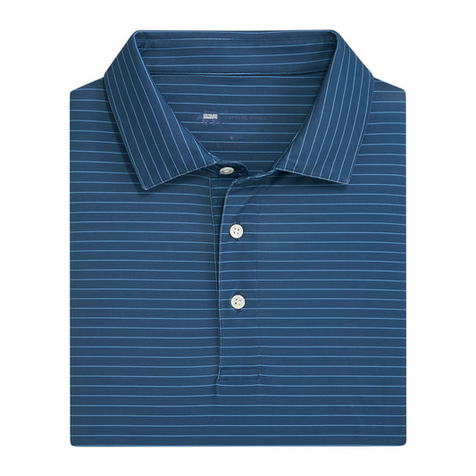 Atlantic Stripe Performance Polo - Ensign Blue