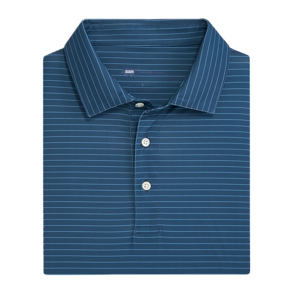 Atlantic Stripe Performance Polo - Ensign Blue